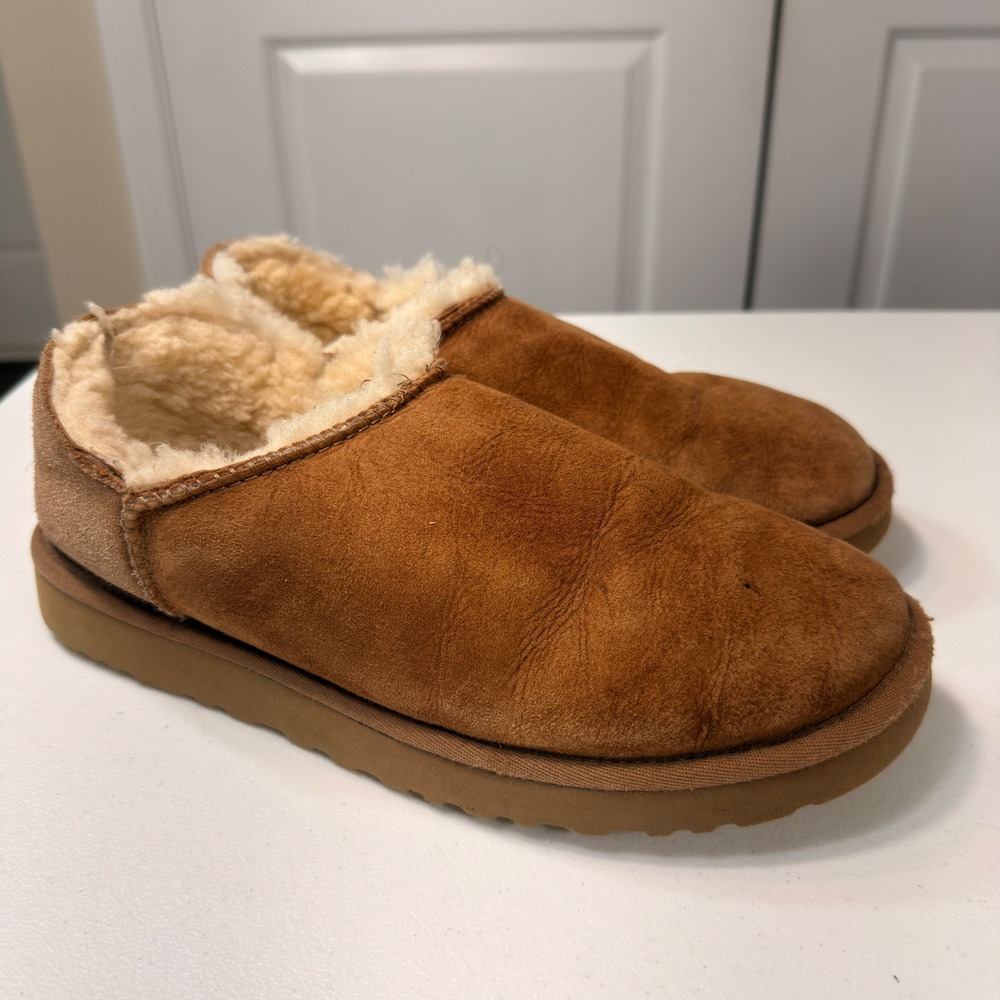 UGG Australia Classic Suede Sheepskin Custom Cut Low Shoes Chestnut Women's 9